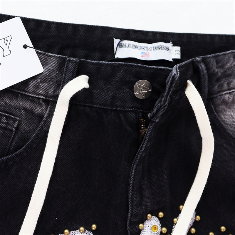 VALLEY Embroidered Rhinestone Jeans #8253