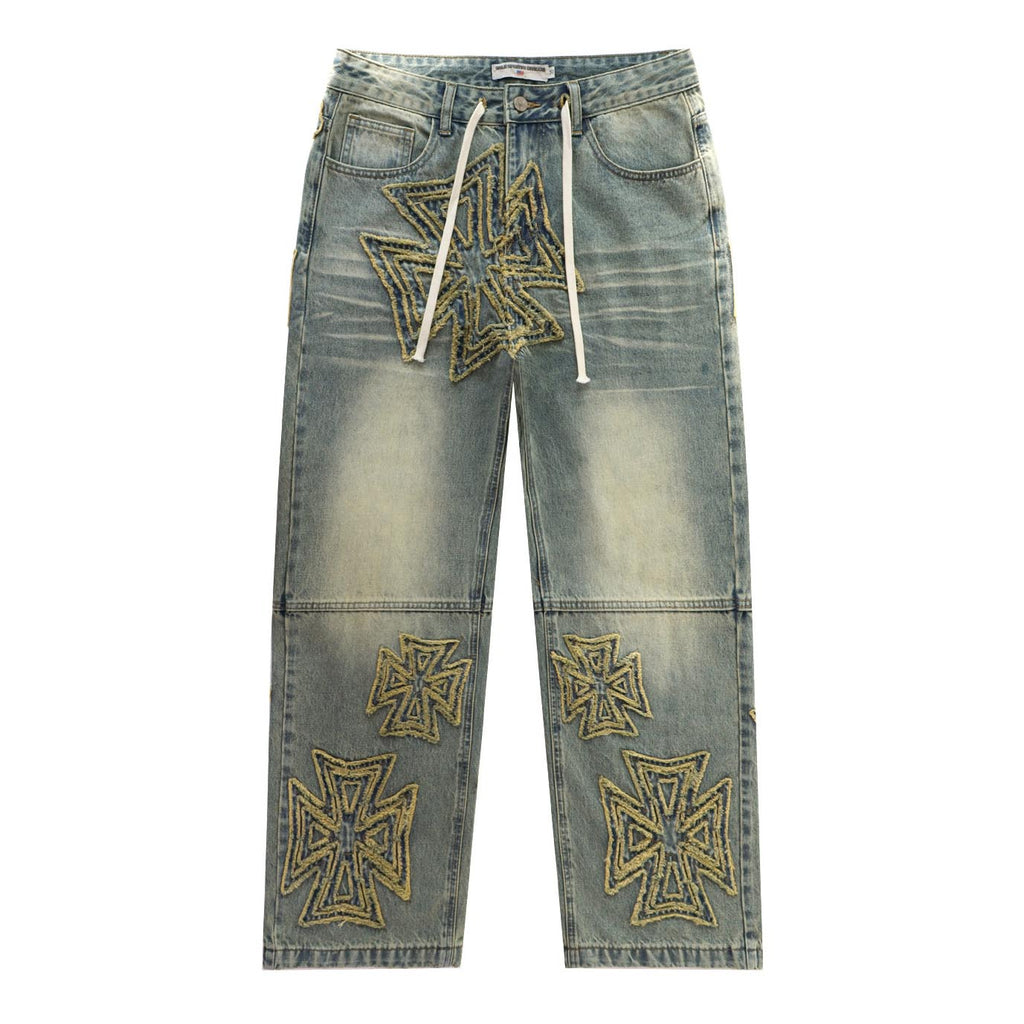 VALLEY Embroidered Letter Jeans #8261